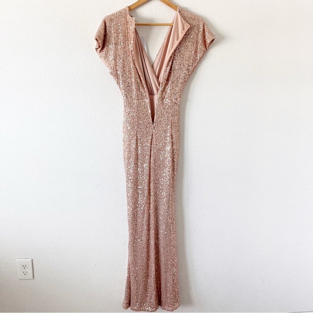 Baltic Born Vienna V-Neck Sequin Formal Maxi Dress in Champagne - Picture 7 of 10